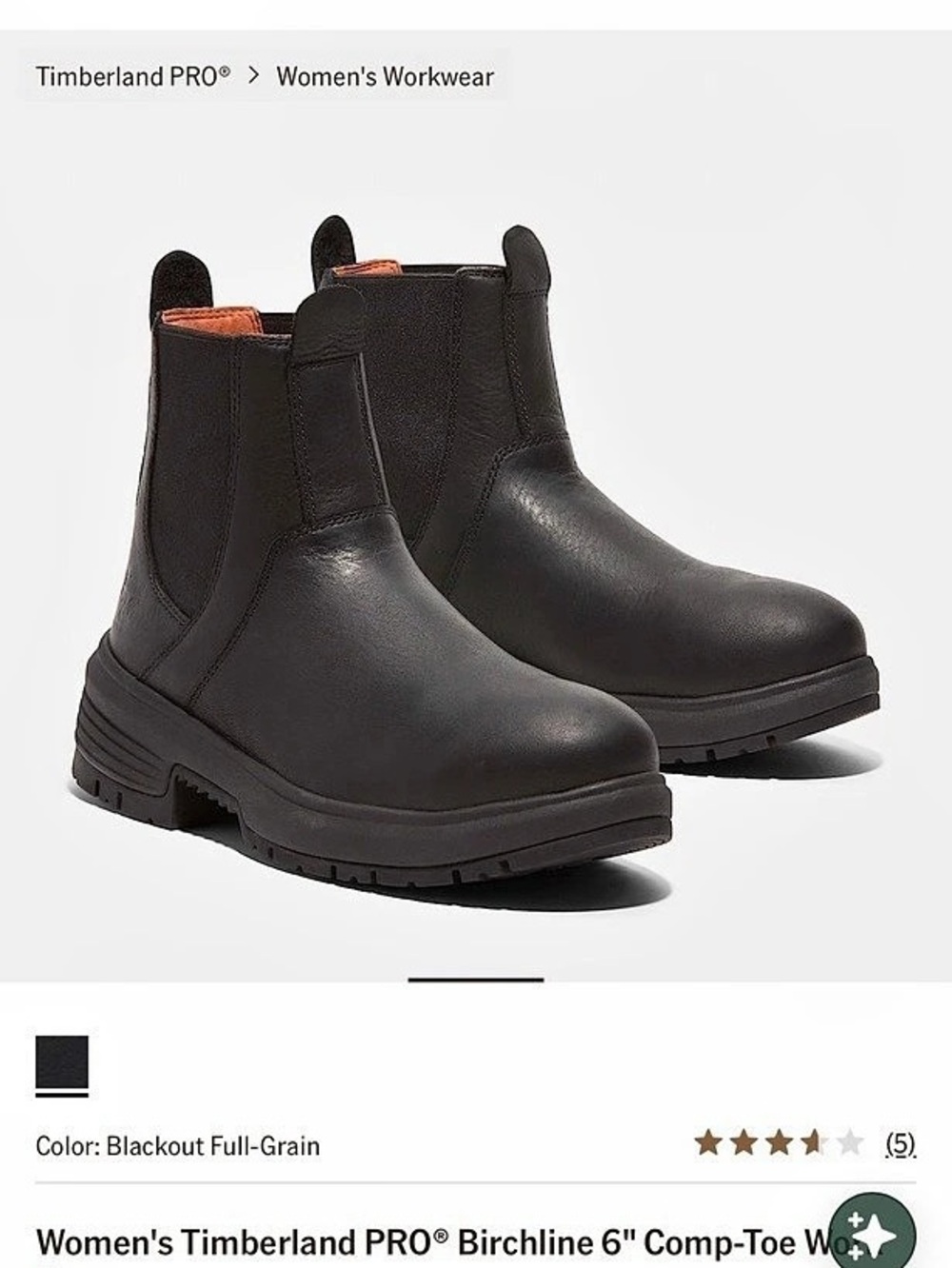 Timberland PRO Birchline 6" Comp-Toe Work Boot Black US 7M